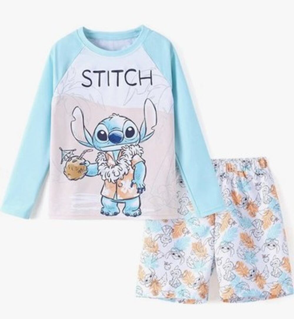 Disney Lilo & Stitch Swimsuit Summer Beach Kids Rash Guard Swim Set Boys 6/7 NWT